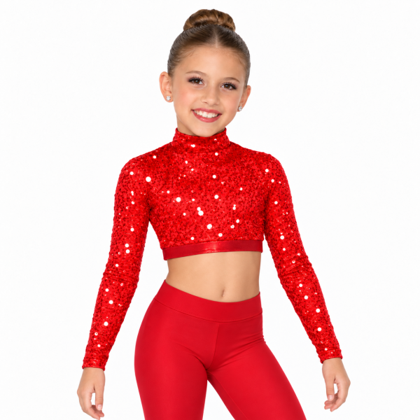 “Sequin Mock Neck Crop Top” 4