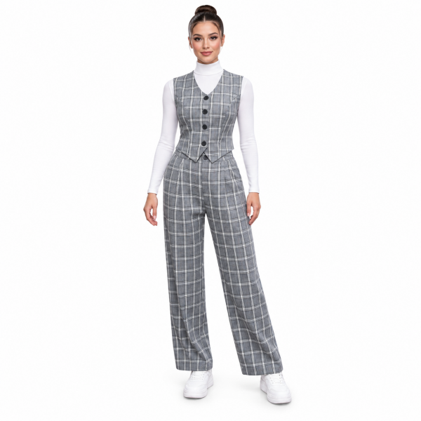 Frenchy Plaid Print Pants 4