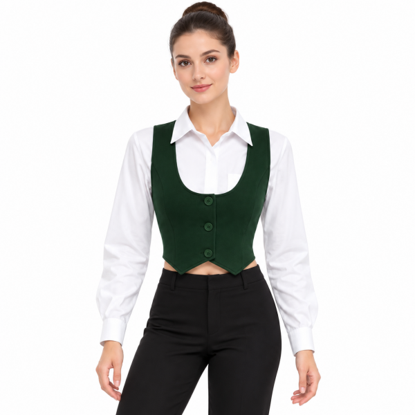 Button Front Crop Vest 4