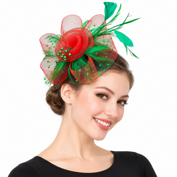 Fascinator – Red & Green 4