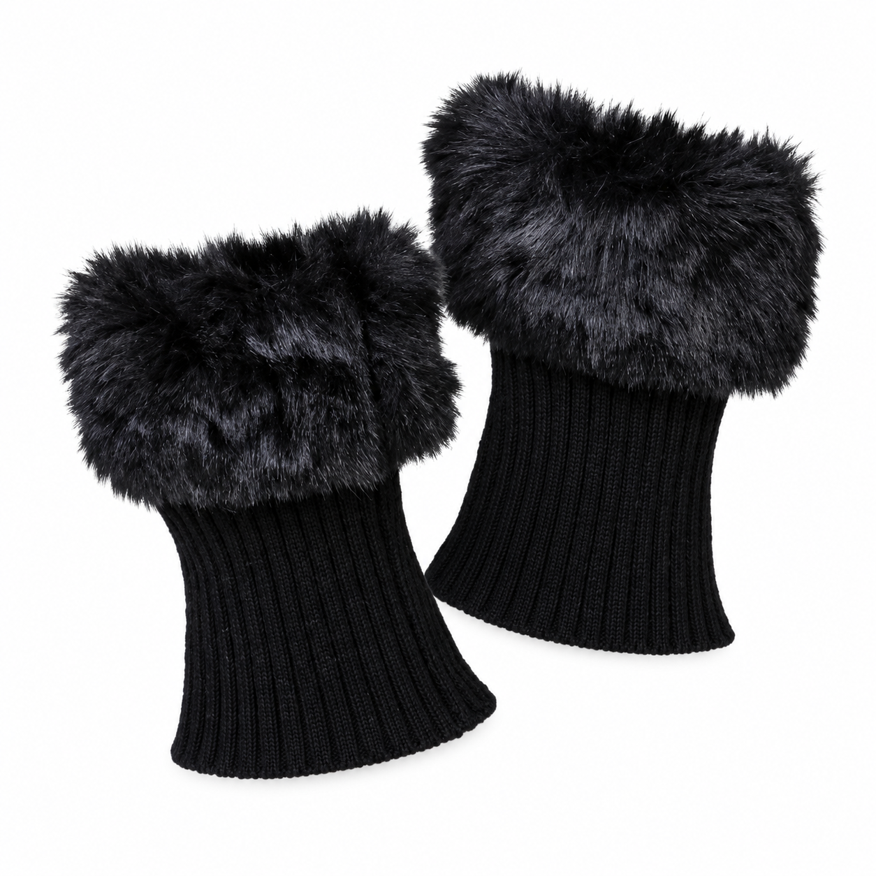 Short Knit Leg Warmer With Furry Cuff 4 Short Knit Leg Warmer With Furry Cuff 4