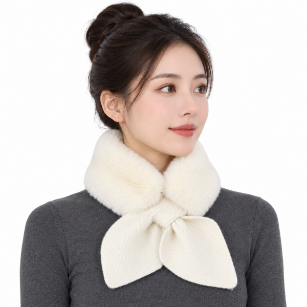 Fur Bow Collar – White 4