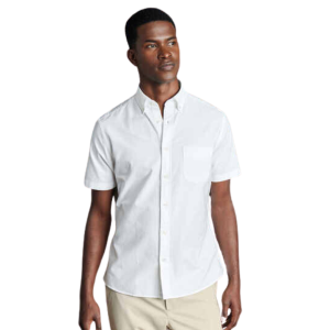 Button Up Short Sleeve Dress Shirt – White 4