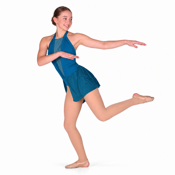 “Halter Dress With Half Skirt” – Teal 2