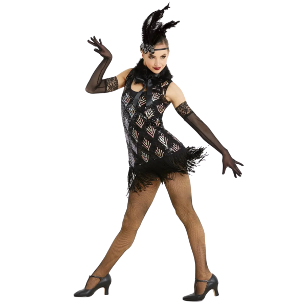 Navy Leotard with White Puff Sleeves 4