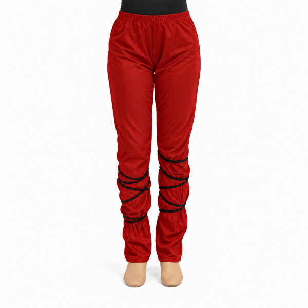 Flare Pants – Red with Side Ties 4