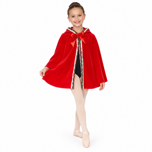 Cape – Red Velvet Floral Trim 4