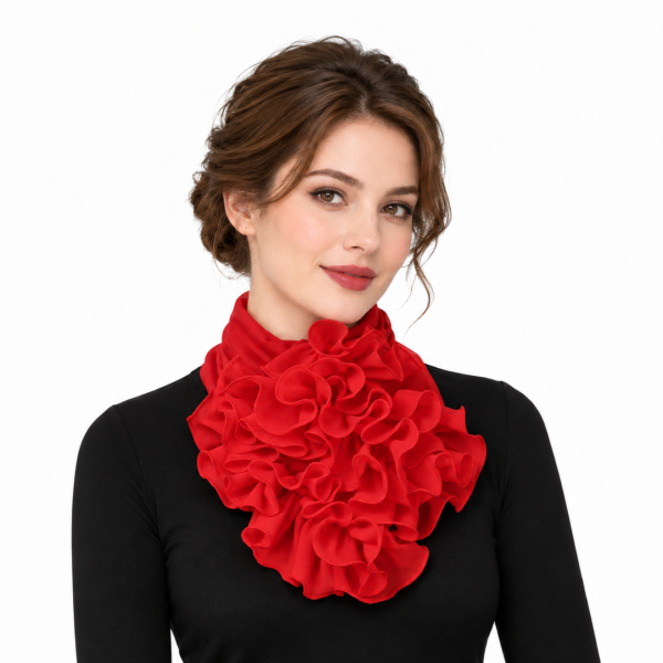 Red Ruffle Neck Scarf 4