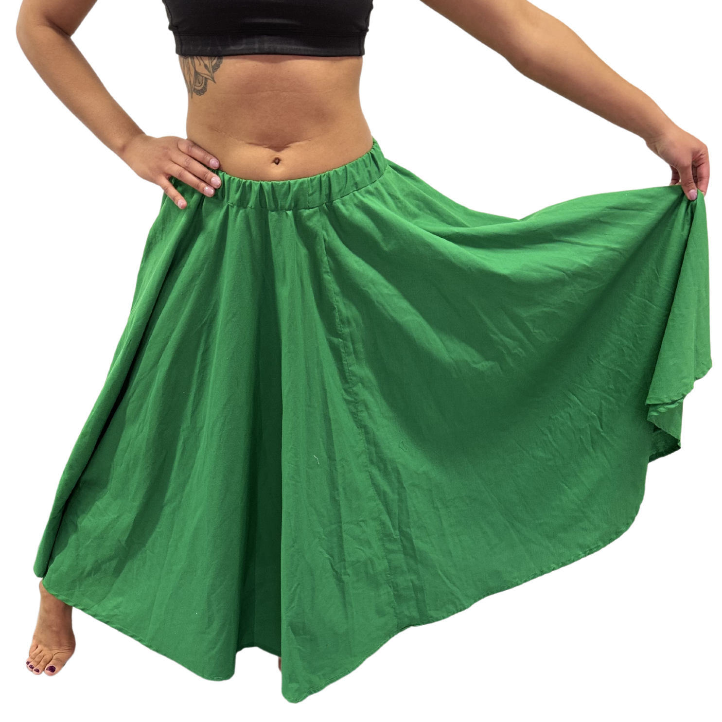Green Cotton Skirt – Long 6 Green Cotton Skirt – Long 6