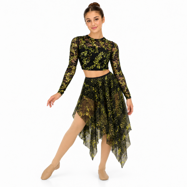 Black and Green Sequin Lyrical Skirt 4