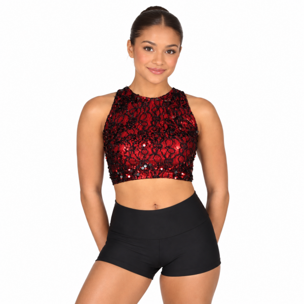 “Lady In Red” Lace Sequin Crop 4