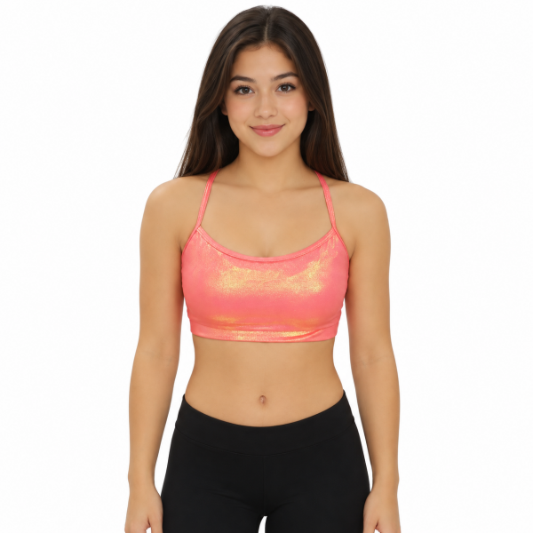 Metallic Racerback Dance Bra – Coral 5