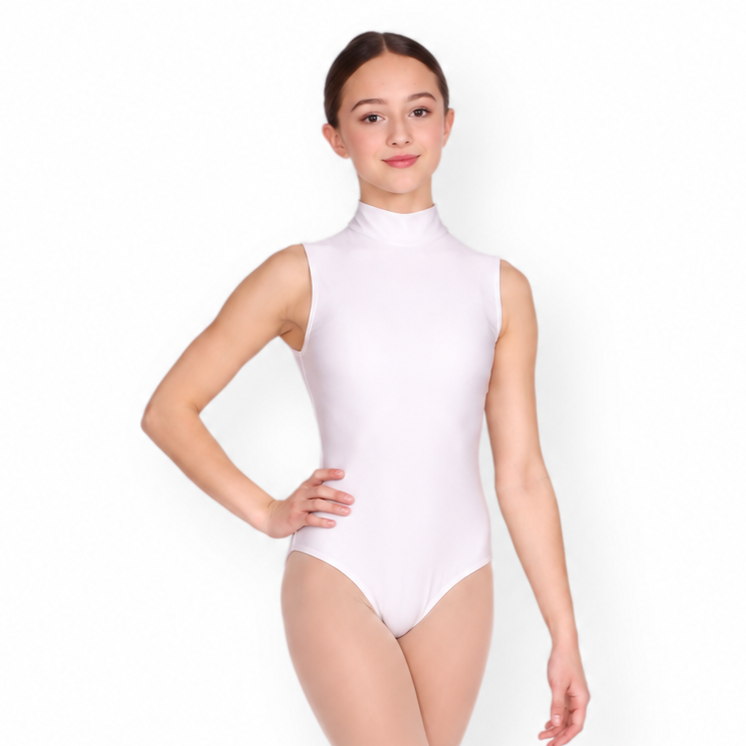 Mock Neck Leotard – White 6 Mock Neck Leotard – White 6