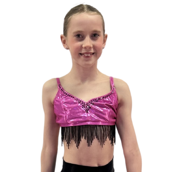 Pink Fringe Crop & Hair Clip 4