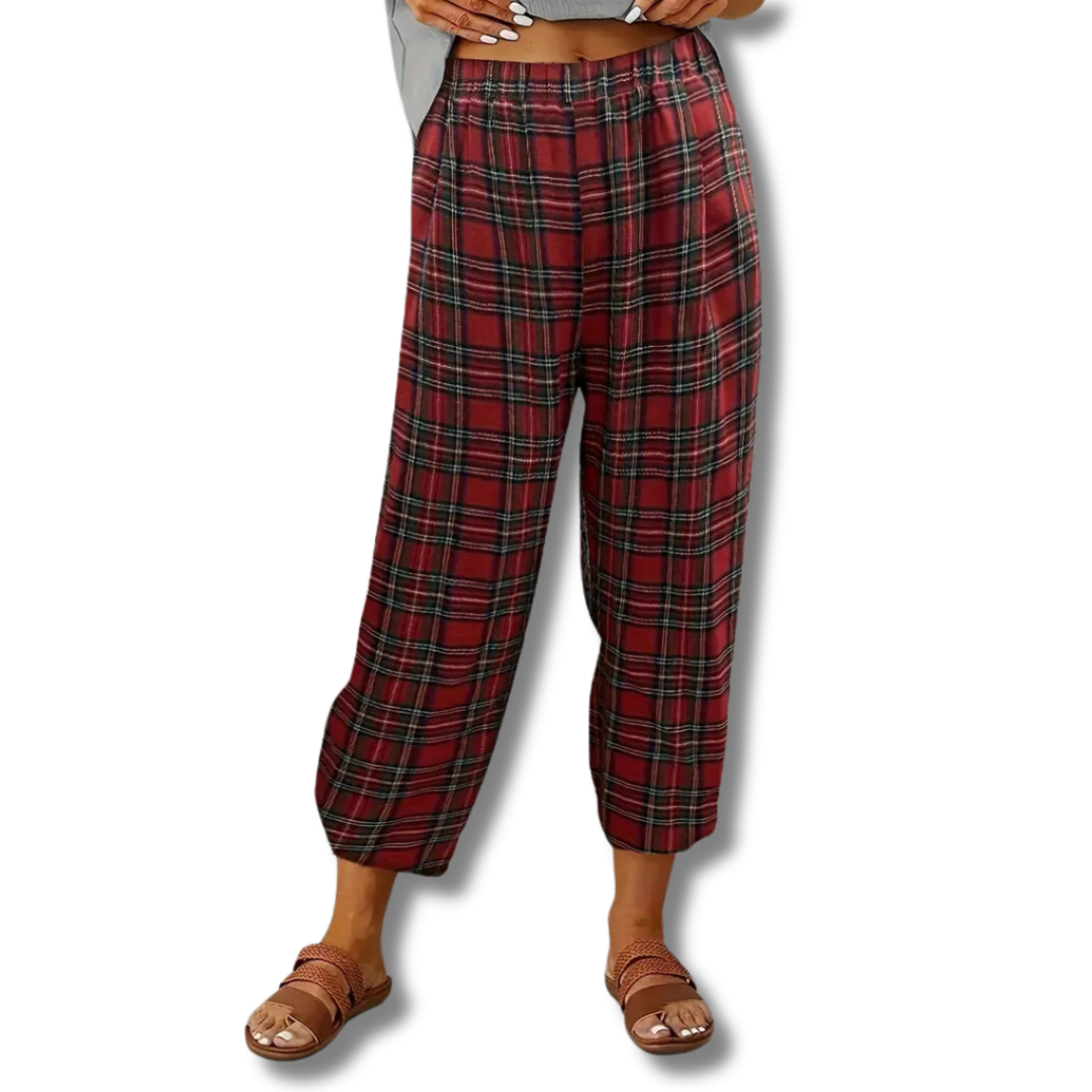 Plaid Print Elastic Waist Loose Pants 5 Plaid Print Elastic Waist Loose Pants 5