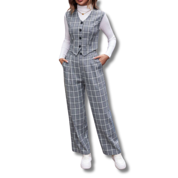 Frenchy Plaid Print Pants 4