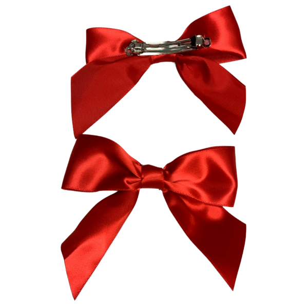 Satin Bow Clip – Red 3