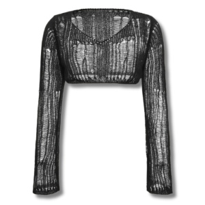 Trumpet Sleeve Ripped Crop Sweater 4