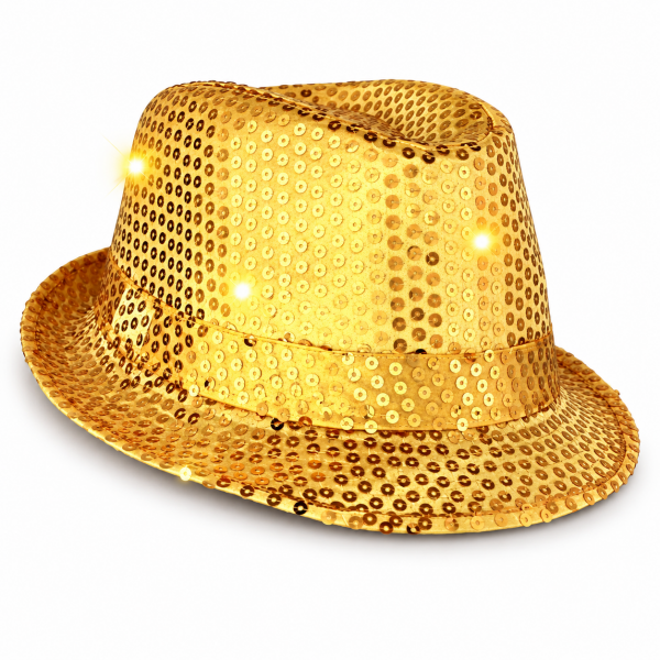 Sequin Fedora – Gold Light Up 3