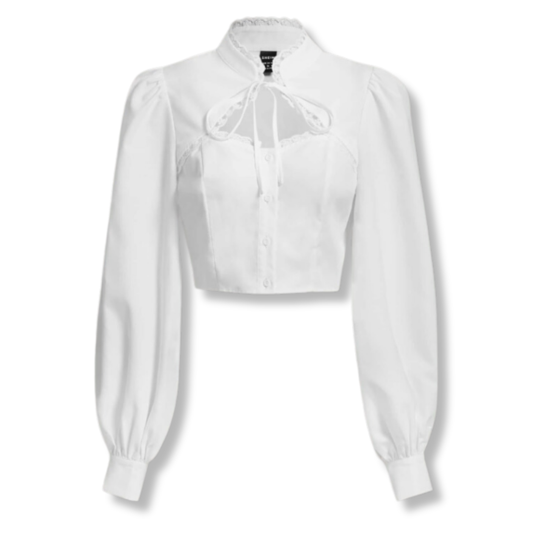 Tie Front Lantern Sleeve Blouse 6 Tie Front Lantern Sleeve Blouse 6