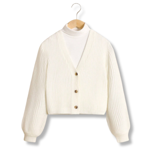 “Kids White Knit Cardigan” 77