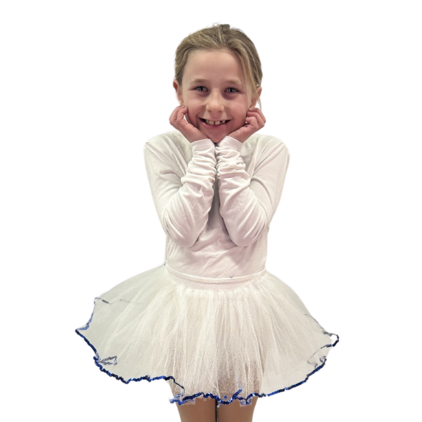 White Tutu with Blue Sequin Trim 5