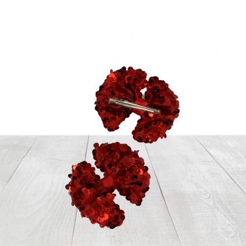 Red Sequin Bow Clip 4 Red Sequin Bow Clip 4
