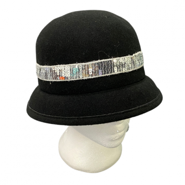 Black and Silver Cloche Hat 3