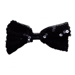 Black Sequin Bow Hair Clip 3