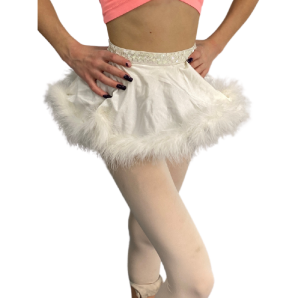 White Fur Trim Skirt 4