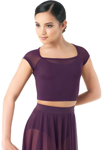 Crop Top with Mesh Cap Sleeves 7 Crop Top with Mesh Cap Sleeves 7