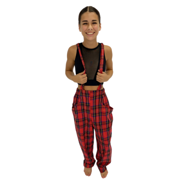 Plaid Suspender Pants 4