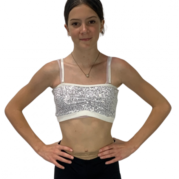 White Sequin Crop Top 4